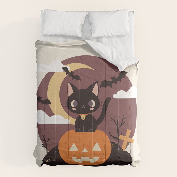 Spooky Cat on a Pumpkin Comforter Gallery Image 6