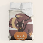Spooky Cat on a Pumpkin Duvet Cover Gallery Image 6