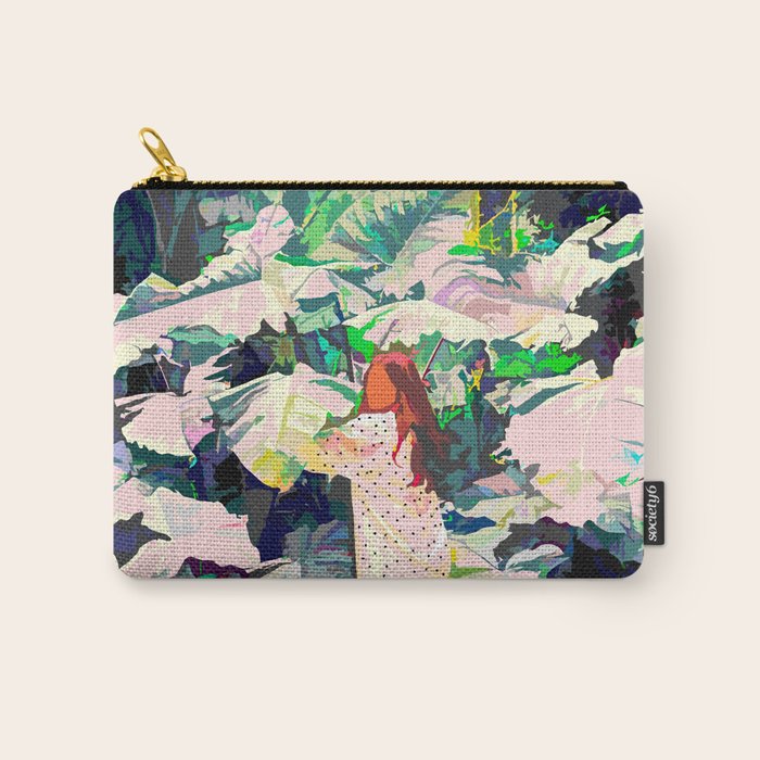 Live Quietly In a Corner Of Nature, Modern Bohemian Woman Jungle Forest Eclectic Painting Carry All Pouch Gallery Image 1