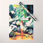 Live Quietly In a Corner Of Nature, Modern Bohemian Woman Jungle Forest Eclectic Painting Wrapping Paper Gallery Image 1