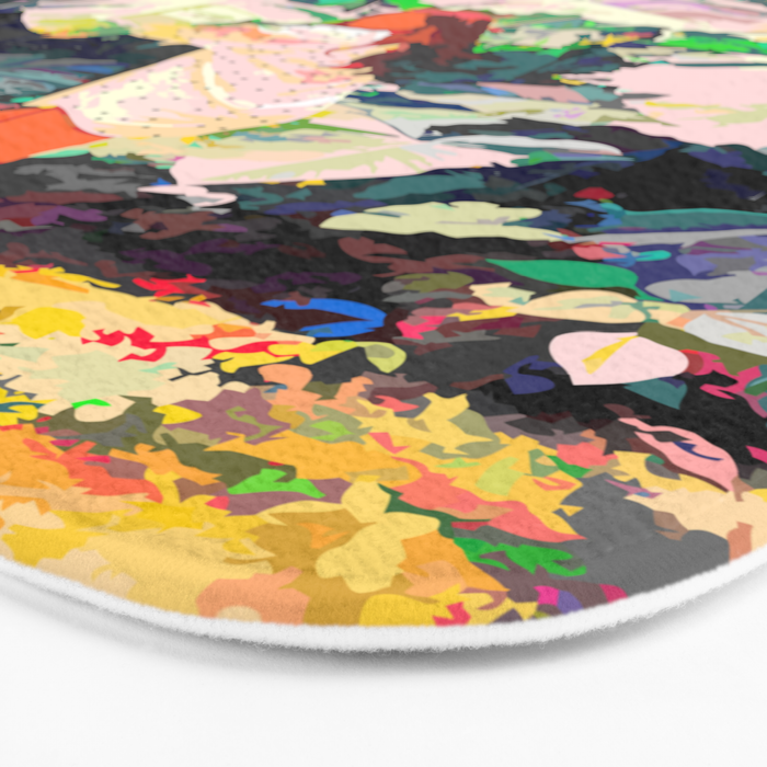 Live Quietly In a Corner Of Nature, Modern Bohemian Woman Jungle Forest Eclectic Painting Bath Mat Gallery Image 3