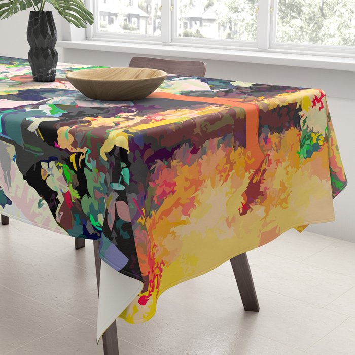 Live Quietly In a Corner Of Nature, Modern Bohemian Woman Jungle Forest Eclectic Painting Tablecloth Gallery Image 3