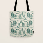 Teal Alien Abduction Toile De Jouy Pattern Tote Bag Gallery Image 1