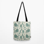 Teal Alien Abduction Toile De Jouy Pattern Tote Bag Gallery Image 2