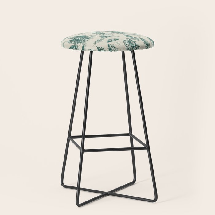 Teal Alien Abduction Toile De Jouy Pattern Stool Gallery Image 1