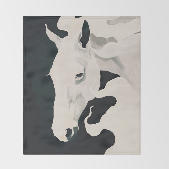 White Horse Throw Blanket Gallery Image 2