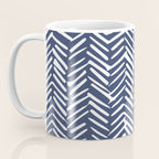 Boho Herringbone Pattern, Navy Blue and White Coffee Mug Gallery Image 3