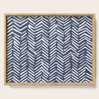 Boho Herringbone Pattern, Navy Blue and White Serving Tray Gallery Image 1