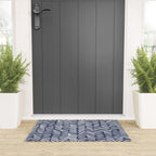 Boho Herringbone Pattern, Navy Blue and White Welcome Mat Gallery Image 3