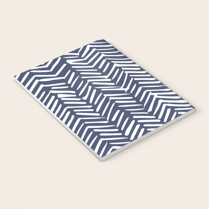 Boho Herringbone Pattern, Navy Blue and White Notebook Gallery Image 3