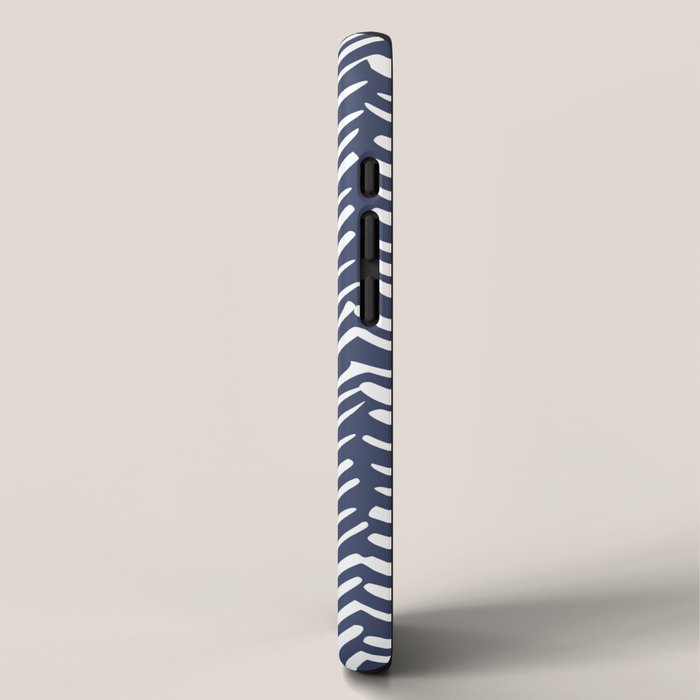 Boho Herringbone Pattern, Navy Blue and White iPhone Case Gallery Image 2