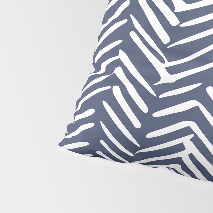 Boho Herringbone Pattern, Navy Blue and White Pillow Sham Gallery Image 4