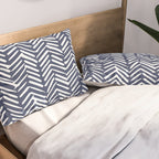 Boho Herringbone Pattern, Navy Blue and White Pillow Sham Gallery Image 2