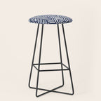 Boho Herringbone Pattern, Navy Blue and White Stool Gallery Image 1