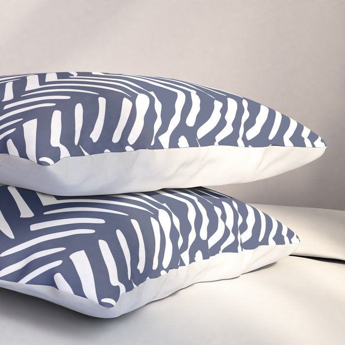 Boho Herringbone Pattern, Navy Blue and White Pillow Sham Gallery Image 3