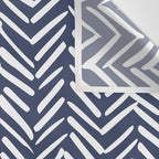 Boho Herringbone Pattern, Navy Blue and White Wall Tapestry Gallery Image 3