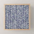 Boho Herringbone Pattern, Navy Blue and White Mini Art Print Gallery Image 1