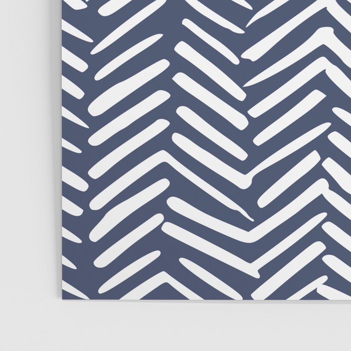 Boho Herringbone Pattern, Navy Blue and White Poster Gallery Image 3