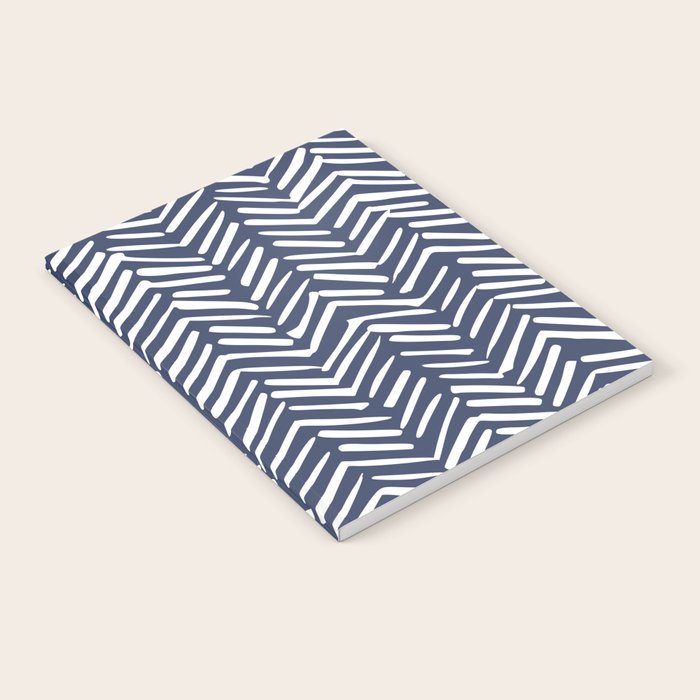 Boho Herringbone Pattern, Navy Blue and White Notebook Gallery Image 2