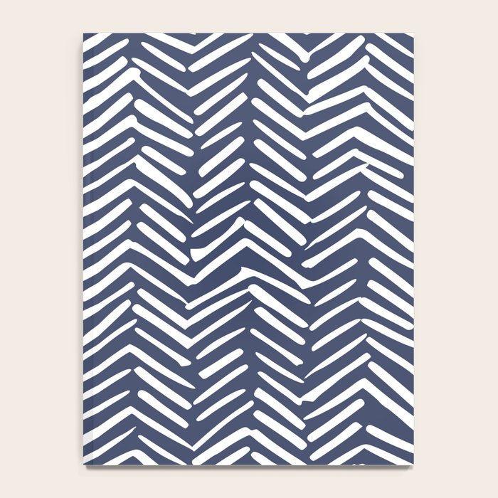 Boho Herringbone Pattern, Navy Blue and White Notebook Gallery Image 4