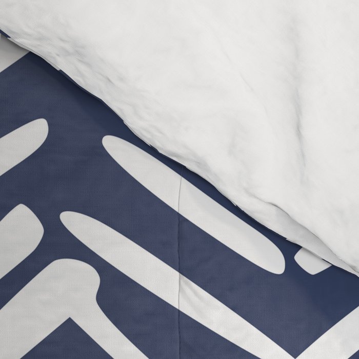 Boho Herringbone Pattern, Navy Blue and White Comforter Gallery Image 4