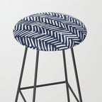 Boho Herringbone Pattern, Navy Blue and White Stool Gallery Image 2