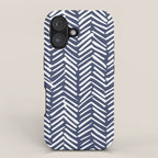 Boho Herringbone Pattern, Navy Blue and White iPhone Case Gallery Image 1