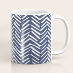 Boho Herringbone Pattern, Navy Blue and White Coffee Mug Gallery Image 1