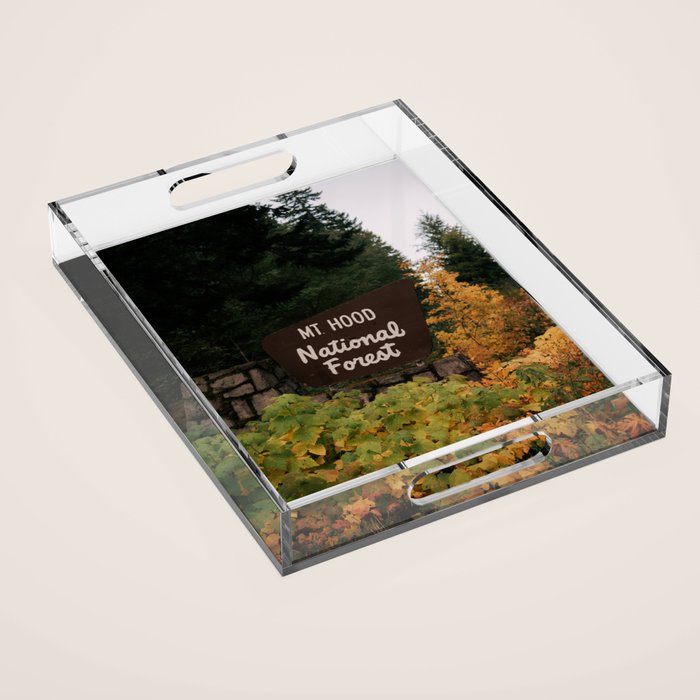 Mt Hood National Forest Sign Acrylic Tray Gallery Image 1
