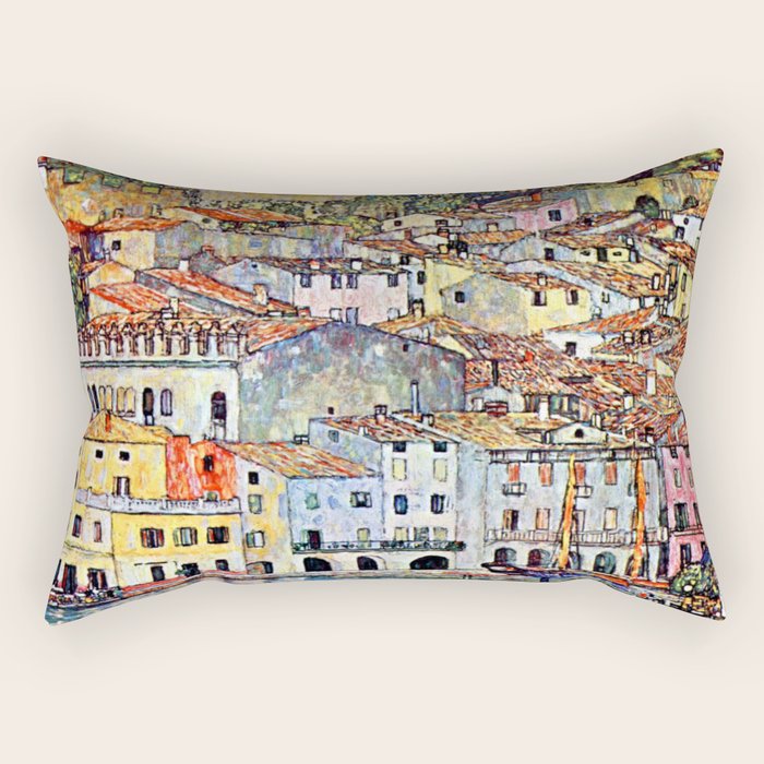 Gustav Klimt Malcesine on Lake Garda Rectangular Pillow Gallery Image 1