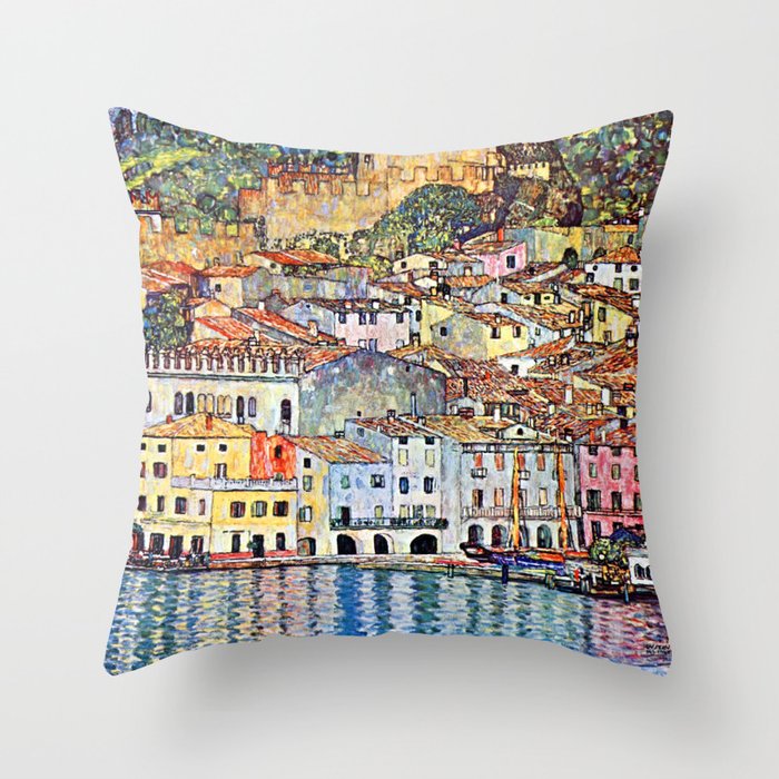 Gustav Klimt Malcesine on Lake Garda Throw Pillow Gallery Image 6