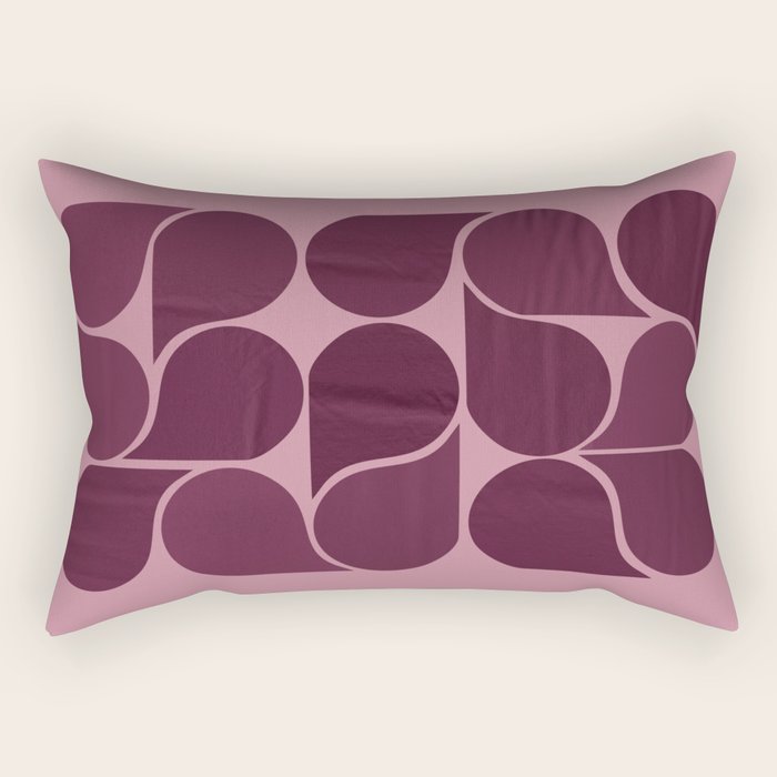 Elegant Burgundy Teardrop Pattern on Mauve Rectangular Pillow Gallery Image 2