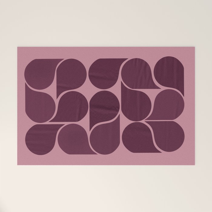 Elegant Burgundy Teardrop Pattern on Mauve Welcome Mat Gallery Image 1