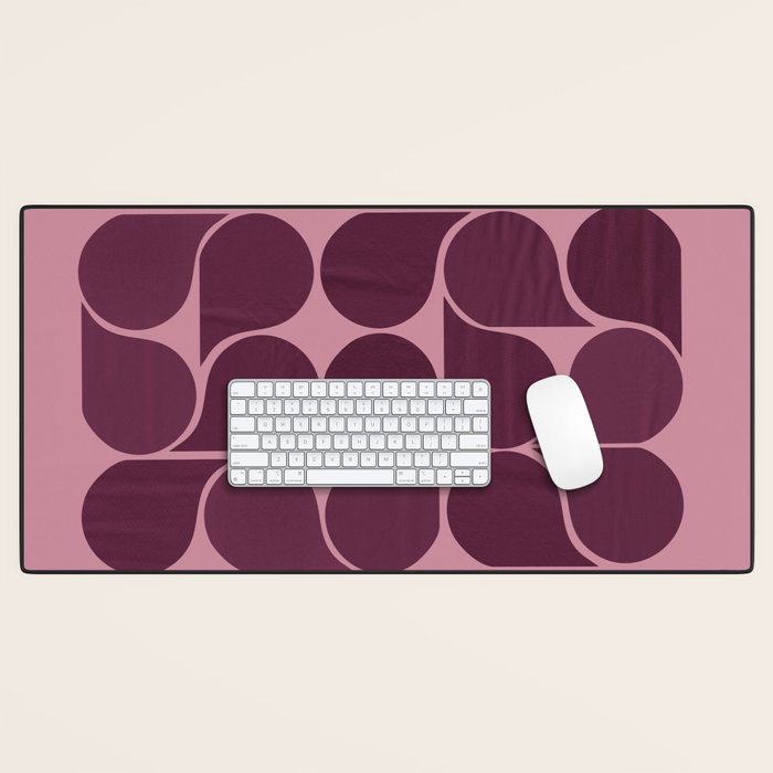 Elegant Burgundy Teardrop Pattern on Mauve Desk Mat Gallery Image 1