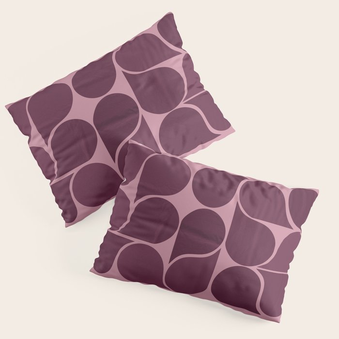 Elegant Burgundy Teardrop Pattern on Mauve Pillow Sham Gallery Image 1