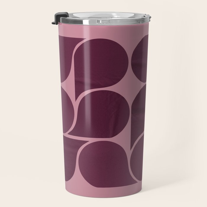 Elegant Burgundy Teardrop Pattern on Mauve Travel Mug Gallery Image 3