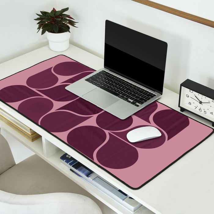 Elegant Burgundy Teardrop Pattern on Mauve Desk Mat Gallery Image 2