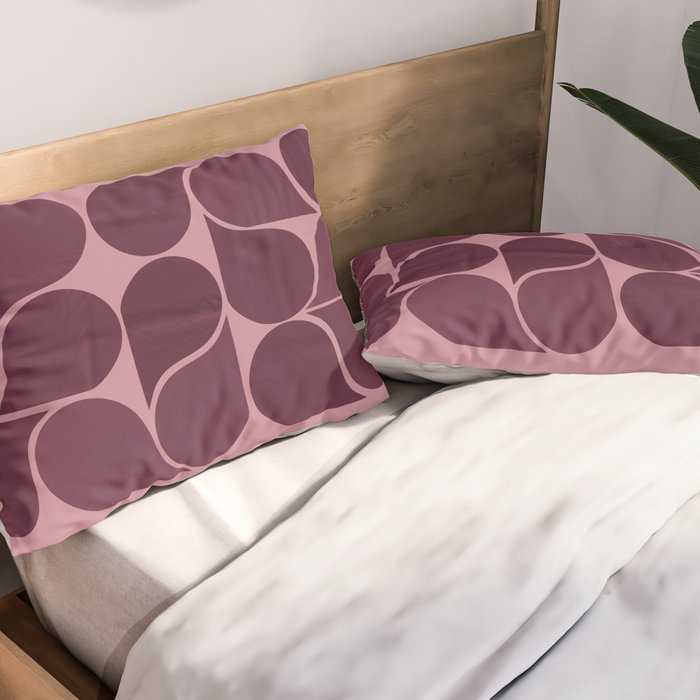 Elegant Burgundy Teardrop Pattern on Mauve Pillow Sham Gallery Image 2