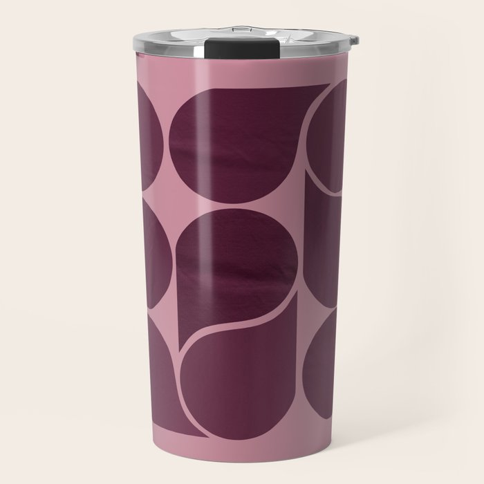 Elegant Burgundy Teardrop Pattern on Mauve Travel Mug Gallery Image 1