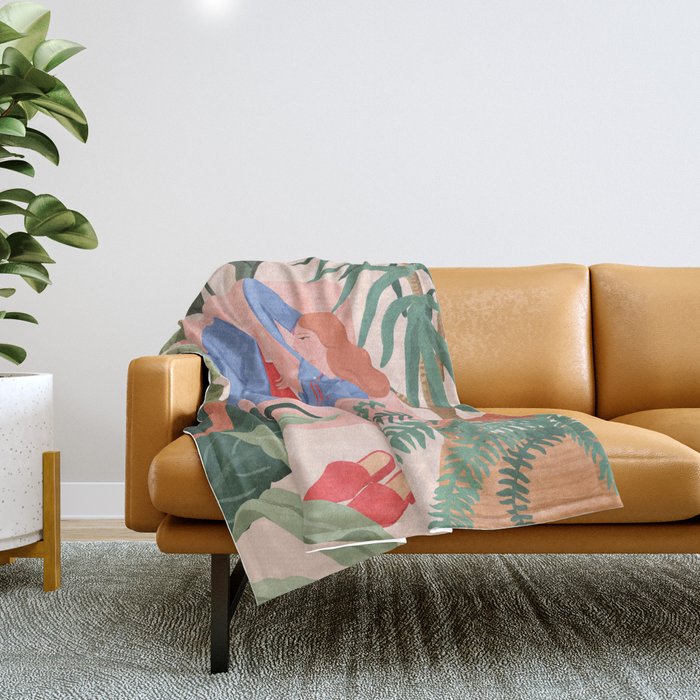 Reading with The Plants Throw Blanket Gallery Image 1