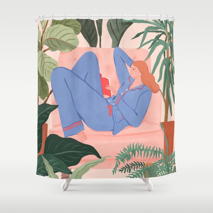 Reading with The Plants Shower Curtain Gallery Image 1