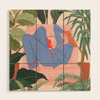 Reading with The Plants Wood Wall Art Gallery Image 1