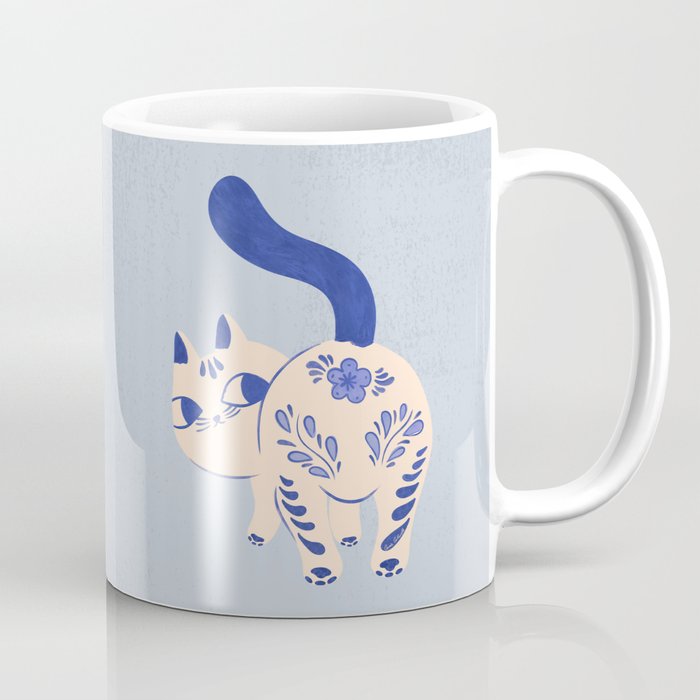 Purrcelin Cat - Pretty Delft Porcelain Kitty Coffee Mug Gallery Image 1