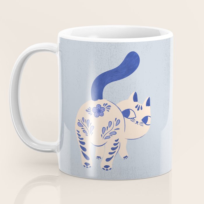 Purrcelin Cat - Pretty Delft Porcelain Kitty Coffee Mug Gallery Image 3