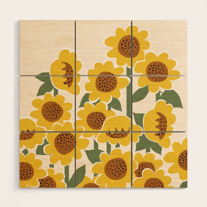 Sunny Flowers - 3 Wood Wall Art Gallery Image 1