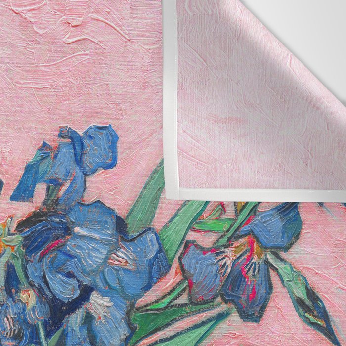 Van Gogh Irises Still Life With Pink Background Wall Tapestry Gallery Image 3