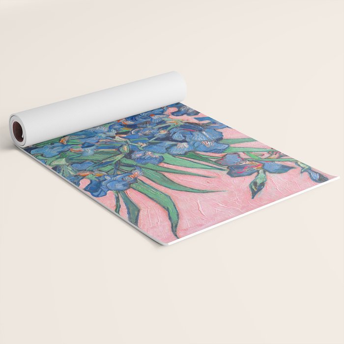 Van Gogh Irises Still Life With Pink Background Yoga Mat Gallery Image 2