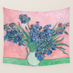 Van Gogh Irises Still Life With Pink Background Wall Tapestry Gallery Image 4