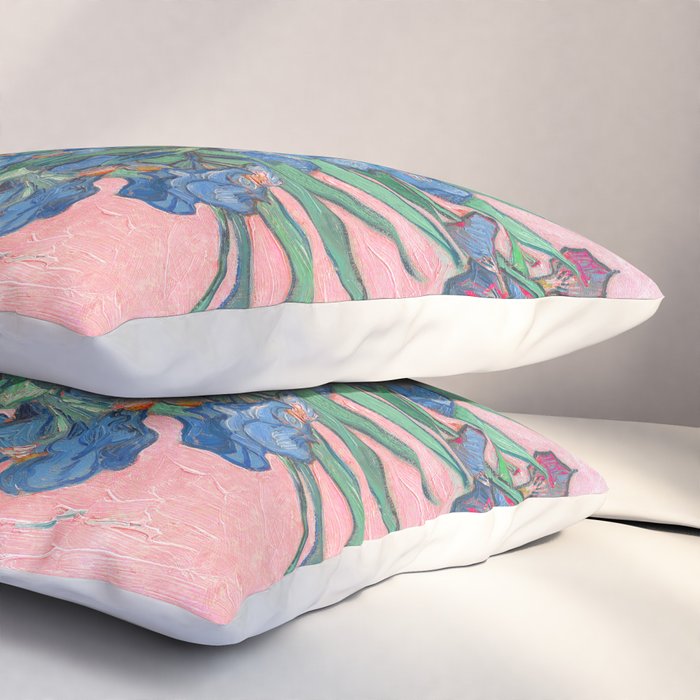 Van Gogh Irises Still Life With Pink Background Pillow Sham Gallery Image 3