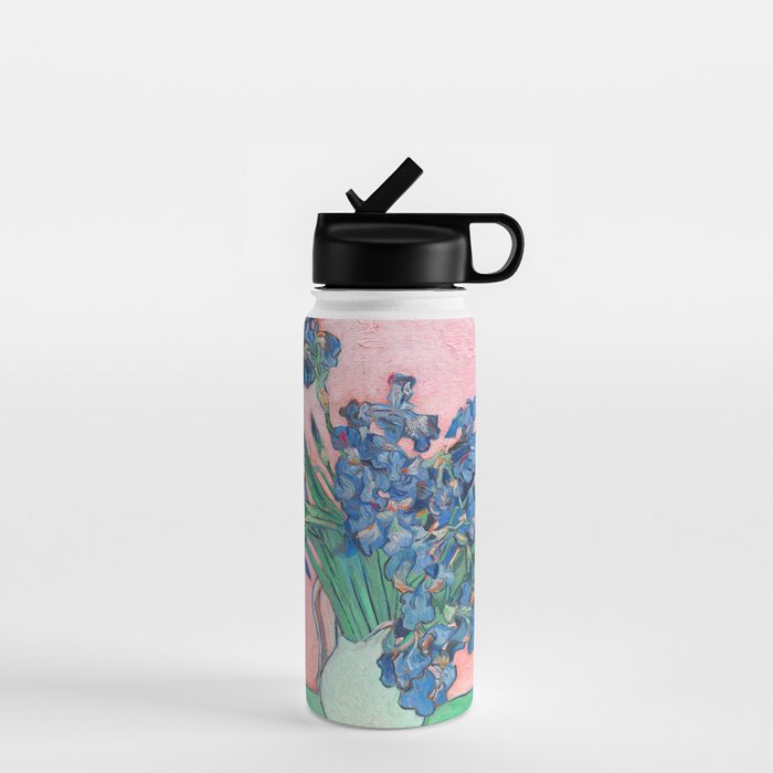 Van Gogh Irises Still Life With Pink Background Water Bottle Gallery Image 1